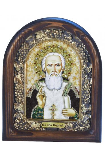 Икона Сергий Радонежский из бисера, арт ДИ-177