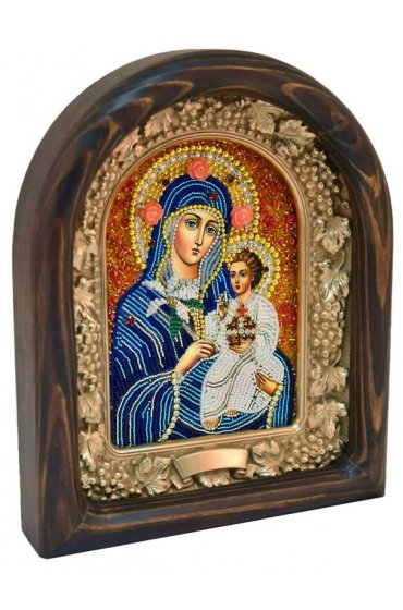 Икона Божией Матери Неувядаемый цвет из бисера, арт ДИ-320