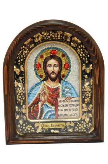 Икона Господь Вседержитель из бисера, арт ДИ-401