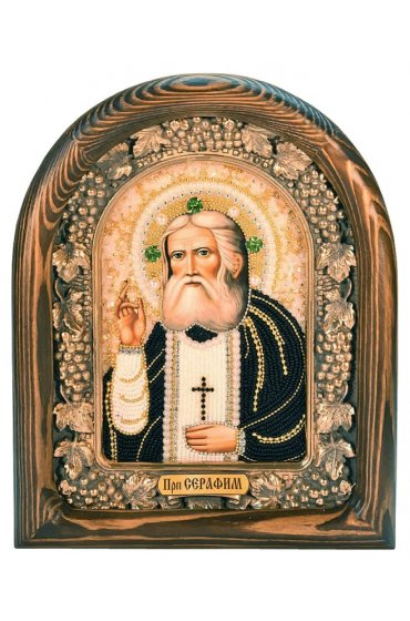 Икона Серафим Саровский из бисера, арт ДИ-175