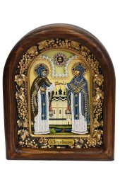 Икона Петр и Феврония из бисера и жемчуга, арт ДИ-138