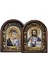 Венчальная пара икон Вседержитель и Казанская бисер натуральные камни, арт ДИ-508