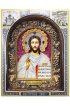 Икона Господь Вседержитель из бисера и жемчуга, арт ДИ-459