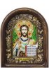 Икона Господь Вседержитель бисер жемчуг натуральные камни, арт ДИ-455