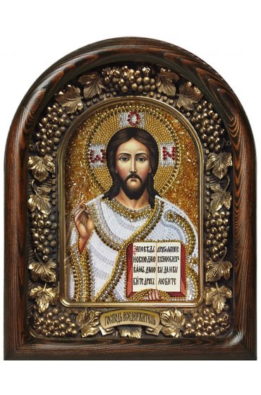 Икона Господь Вседержитель из бисера, арт ДИ-426