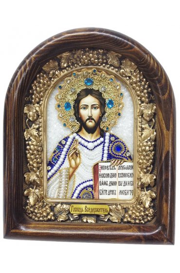 Икона Господь Вседержитель из бисера, арт ДИ-407