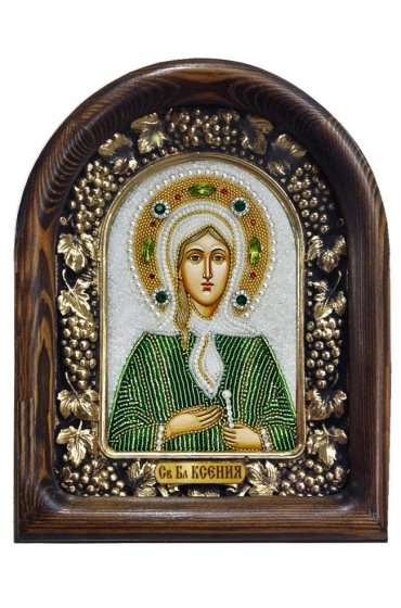 Икона Ксения Петербургская из бисера, арт ДИ-069