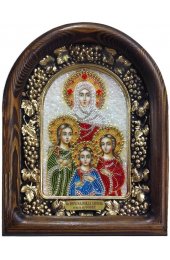 Икона Вера, Надежда, Любовь и мать их София из бисера, арт ДИ-119