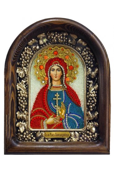 Икона Раиса Александрийская из бисера и жемчуга, арт ДИ-103
