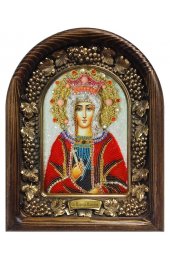 Икона Валерия царица святая из бисера и жемчуга, арт ДИ-114