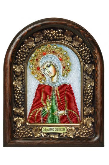 Икона Мария Вифинская из бисера и жемчуга, арт ДИ-111