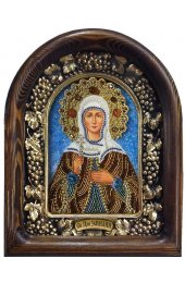 Икона Эмилия святая преподобная из бисера, арт ДИ-608