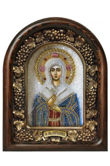 Икона Ангелина святая мученица из бисера, арт ДИ-605