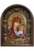Икона Божией Матери Казанская из бисера жемчуга и натуральных камней, арт ДИ-232
