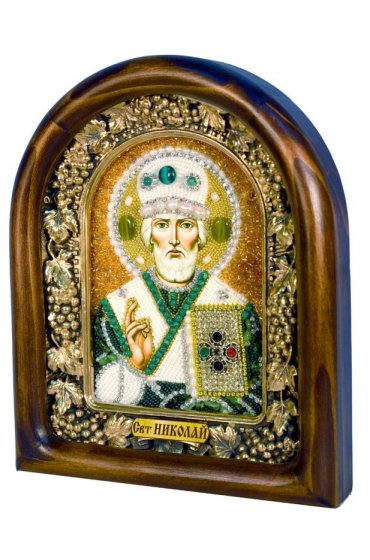 Икона Николай Чудотворец из бисера, арт ДИ-009