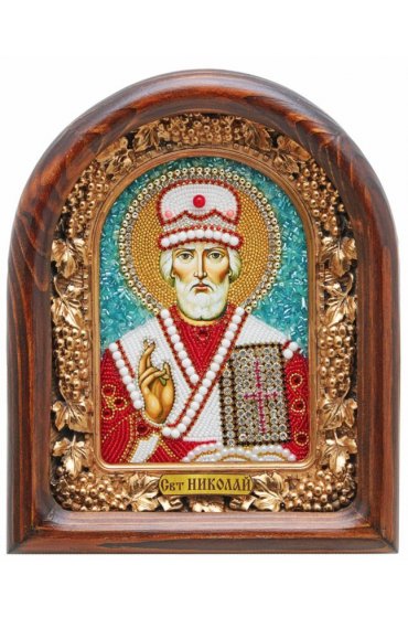 Икона Николай Чудотворец из бисера, арт ДИ-015