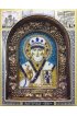 Икона Николай Чудотворец из бисера и натуральных камней, арт ДИ-161