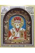 Икона Николай Чудотворец из бисера жемчуга и натуральных камней, арт ДИ-156