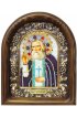 Икона Серафим Саровский из бисера жемчуга и натуральных камней, арт ДИ-168