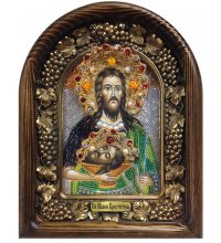 Икона Иоанн Креститель из бисера и жемчуга, арт ДИ-202