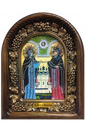 Икона Петр и Феврония из бисера и жемчуга, арт ДИ-220