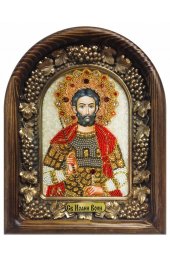 Икона Иоанн Воин из бисера и жемчуга, арт ДИ-211
