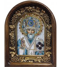 Икона Николай Чудотворец из бисера, арт ДИ-537