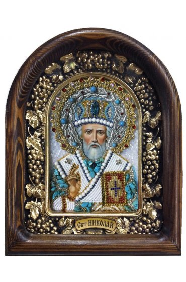 Икона Николай Чудотворец из бисера, арт ДИ-539