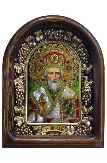 Икона Николай Чудотворец из бисера, арт ДИ-542