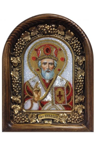 Икона Николай Чудотворец из бисера, арт ДИ-543
