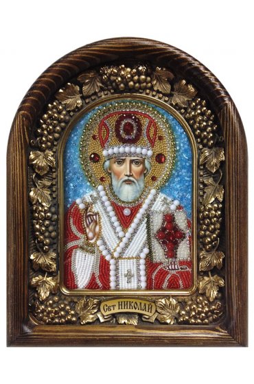 Икона Николай Чудотворец из бисера, арт ДИ-546