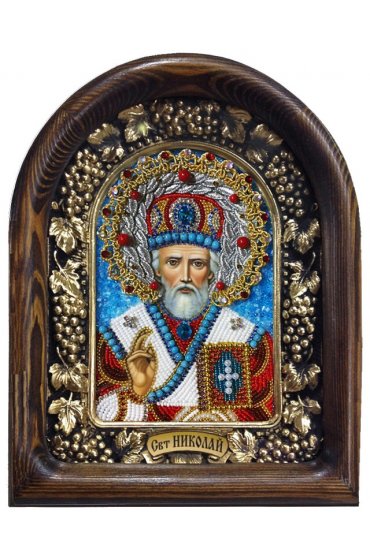 Икона Николай Чудотворец из бисера, арт ДИ-548