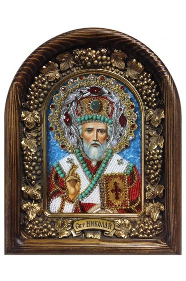 Икона Николай Чудотворец из бисера, арт ДИ-549