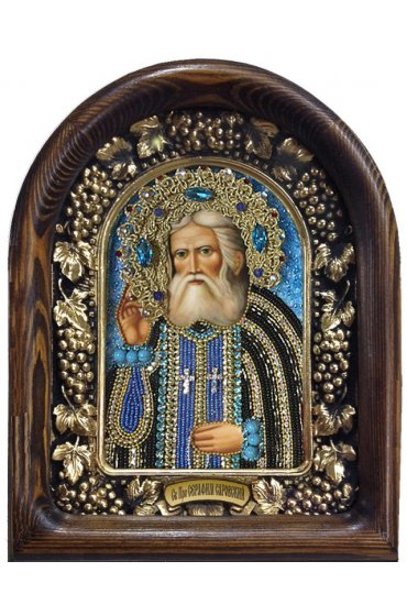 Икона Серафим Саровский из бисера, арт ДИ-554
