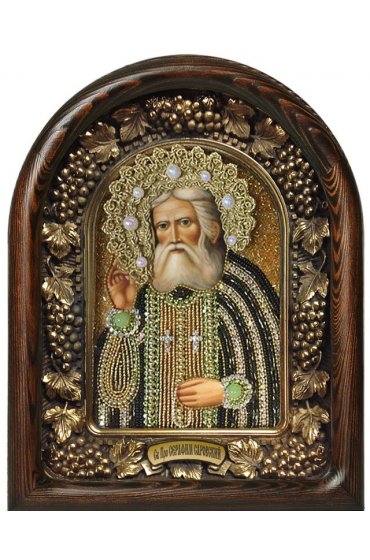 Икона Серафим Саровский из бисера, арт ДИ-555