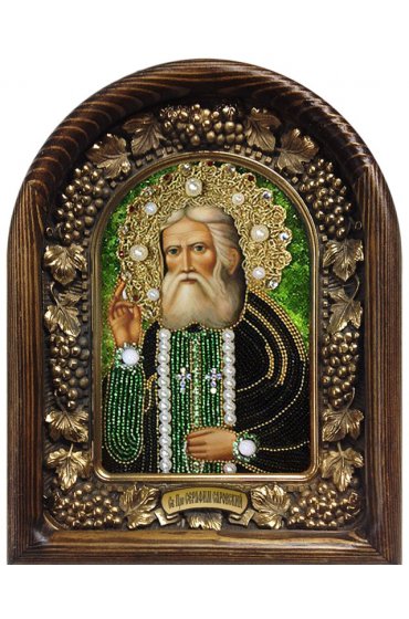 Икона Серафим Саровский из бисера, арт ДИ-558