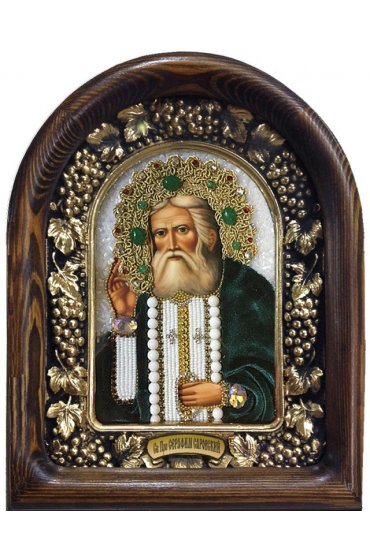 Икона Серафим Саровский из бисера, арт ДИ-562