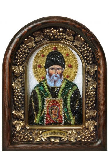 Икона Паисий Святогорец преподобный из бисера, арт ДИ-570