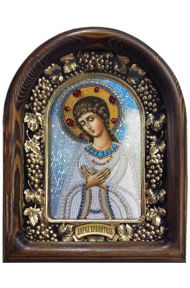 Икона Ангел Хранитель из бисера, арт ДИ-589