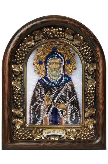 Икона Виталий святой мученик из бисера, арт ДИ-585