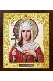 Икона Лариса Мученица 17 на 20 см в деревянной рамке с окладом под стеклом, арт ДР-007