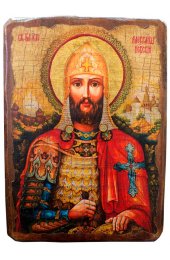 Икона Александр Невский под старину (17 х 23 см), арт IDR-321