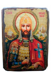 Икона Александр Невский под старину (13 х 17,5 см), арт IDR-297