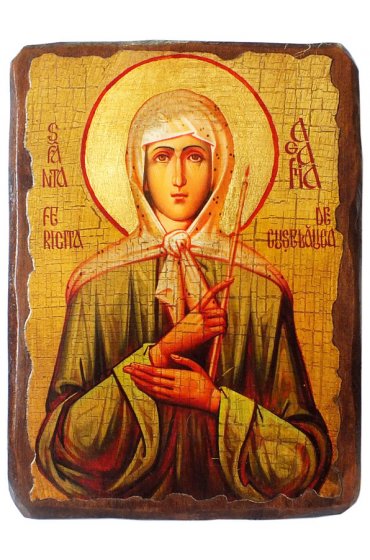 Икона Агафия Кушеловская блаженная под старину (13 х 17,5 см), арт IDR-806