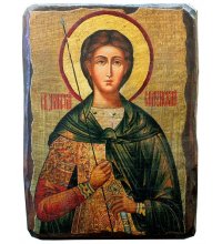 Икона Дмитрий Солунский под старину (13 х 17,5 см), арт IDR-596