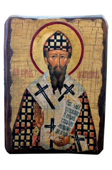 Икона Кирилл Александрийский под старину (13 х 17,5 см), арт IDR-607