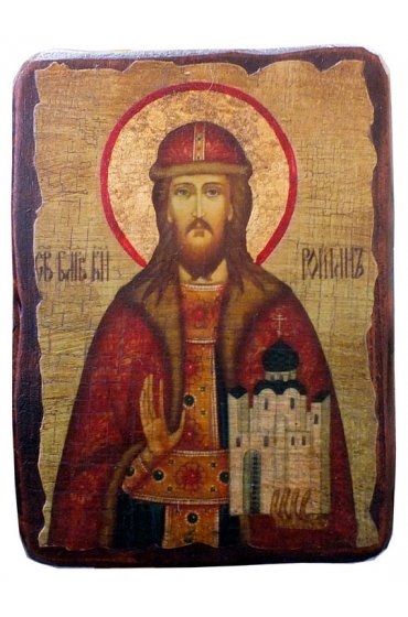Икона Роман Рязанский под старину (13 х 17,5 см), арт IDR-628
