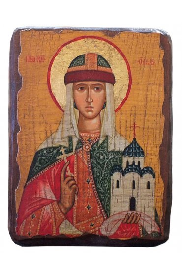 Икона Ольга равноапостольная под старину (17 х 23 см), арт IDR-981