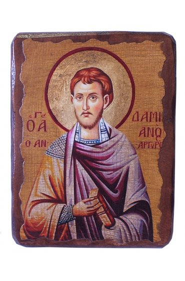 Икона Дамиан мученик под старину (13 х 17,5 см), арт IDR-759