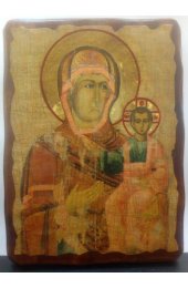 Икона Божья Матерь Одигитрия Смоленская под старину (17 х 23 см), арт IDR-876